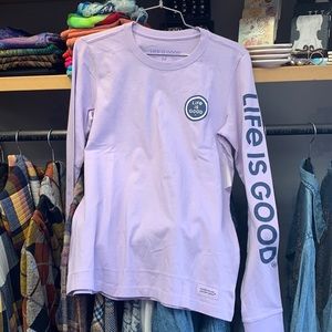 Life is good long sleeve lavender shirt